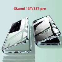 พร้อมเคสโทรศัพท์โลหะฝาครอบกล้องสำหรับ Xiaomi 13T Pro 5G เคสกันกระแทก2023 Mi13T สองด้านกระจกใสโปร่งใสแข็ง