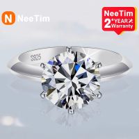 Neetim 5 Carat Moissanite Ring For Women Sterling Silver Plated White Gold D Color Diamond Engagement Wedding Band Fine Jewelry