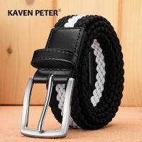 Canvas Stretch Belts For Men Jeans Military Tactical Strap Fashion Women Metal Pin Buckle Elastic Woven Belt Without Holes