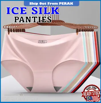 Women Ice Silk Panties Middle Waist Seamless Panties One Piece Underwear  Breathable Seluar Dalam Wanita 810
