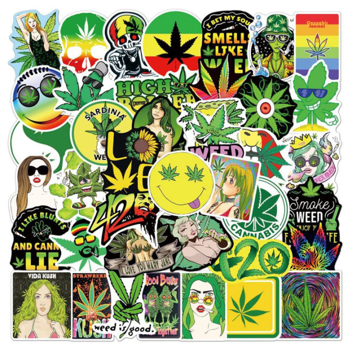 ส่งไว-hemp-leaf-420-rasta-stickers-สติ๊เกอร์คุณภาพสูง-กันน้ำ-ใช้งานง่าย-diy-phone-helmet-luggage-notebook-laptop-car-suitcase-waterproof-graffiti-kids-sticker-toy