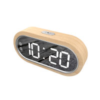 Beech Wood Digital Clock Dual Alarm Snooze USB นาฬิกาปลุกเครื่องวัดอุณหภูมิตั้งโต๊ะอิเล็กทรอนิกส์ LED นาฬิกาตั้งโต๊ะไม้4ระดับความสว่าง