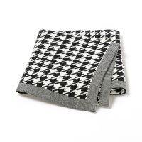 ผ้าห่อตัวเด็กแฟชั่นลายสก๊อตแบบ Houndstooth สำหรับเด็กแรกเกิดเด็กผู้หญิงห่อตัวห่อด้วยผ้าฝ้ายถักเด็กทารกผู้ชายเตียงโซฟาผ้านวมสไตล์มินิมอล