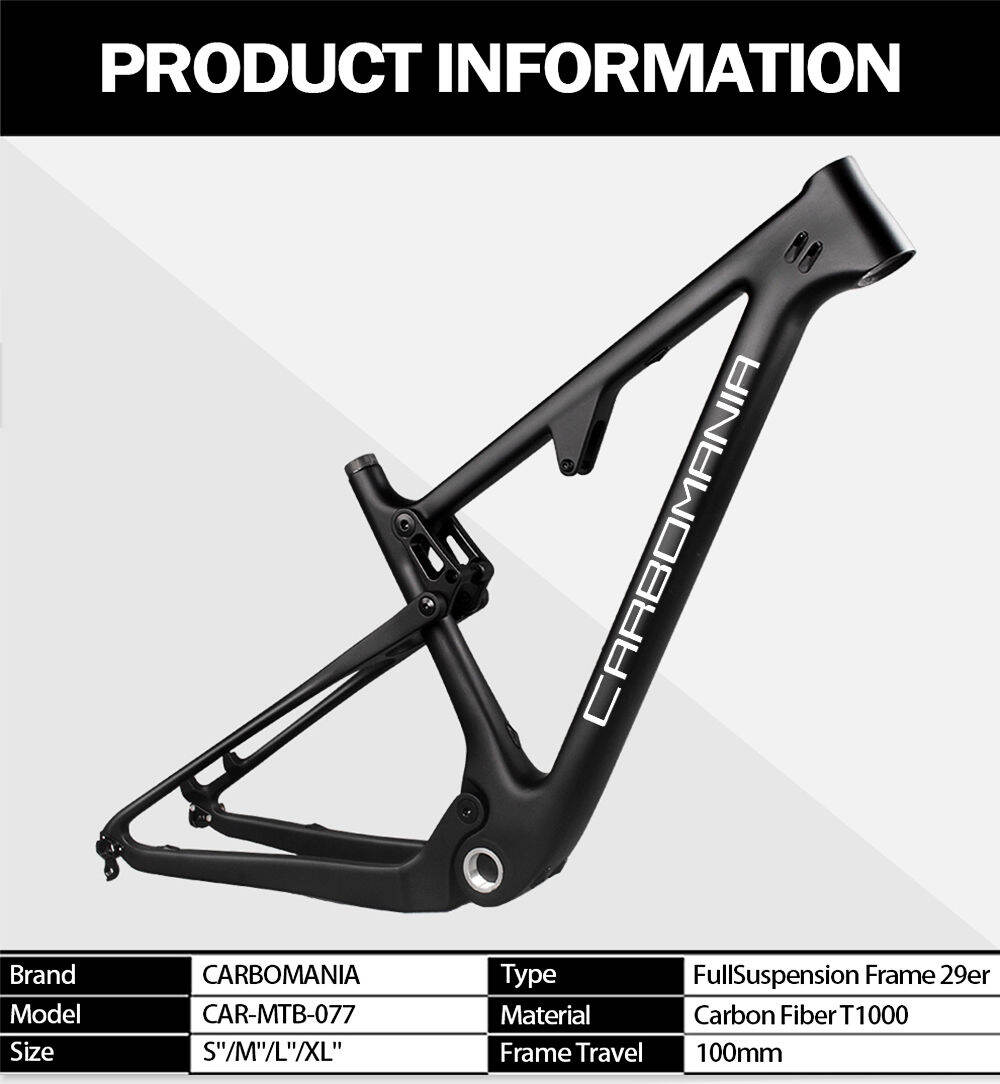 29er Carbon Suspension Bike Frame Travel 100mm Boost Full Suspension