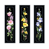 【CC】 flower cross stitch kit fabric 18ct 14ct 11ct black thread kits for adults