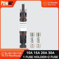 PowMr Solar Fuse Holder Set 10A 15A 20A 30A In-Line Waterproof Easy to Plug Replaceable in Fuses Thick-Tinned Copper Terminal