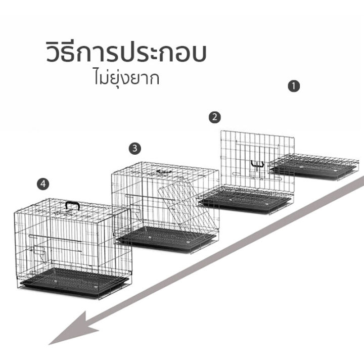 กรงสุนัขพับได้-กรงกระต่าย-กรงแมว-กรงพับได้-กรง-เคลือบสีกันสนิม-dog-cage-สำหรับสุนัข-แมว-และสัตว์เลี้ยงขนาดเล็ก-มีประตู-มีถาดรอง-2-ขนาด-abele