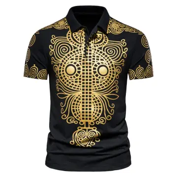 Tribal Ethnic with Egypt Symbols Men's Polo Shirt Long Sleeve T