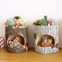 【CW】 Animals Pot Succulent Pots Resin Desktop Cartoon Planters Garden Decoration Birthday Gifts