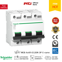 Schneider เซอร์กิตเบรกเกอร์ MCB Acti9 iC120N 3โพล 10kA ขนาด 80 - 125A ชนิด C-curve  Miniature circuit breaker