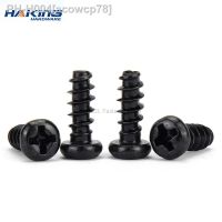 50pcs Cross Recessed Pan Head Flat Tail Self-tapping Screw M1.2 M1.4 M1.7 M2 M2.3 M2.6 M3 M4 Black Carbon Steel Phillips Screw