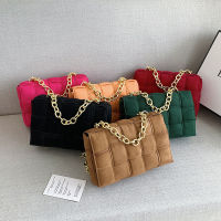 Winter Spring Velvet Woven Padded Fashion Handbag For Women Braid Suede Chain Shoulder Cross Body Bag