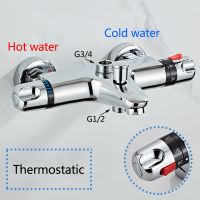 Chrome Thermostatic Shower Faucets Set Bathroom Thermostatic Mixer Tap Hot And Cold Bathroom Mixer Mixing Valve Bathtub Faucet