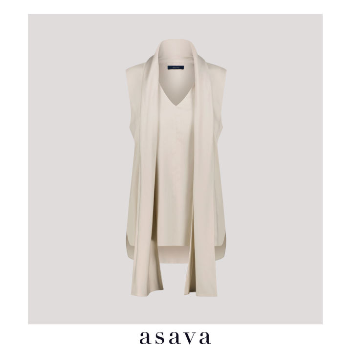 asava-aw22-josephine-blouse-เสื้อผู้หญิง-แขนกุด-คอผูก