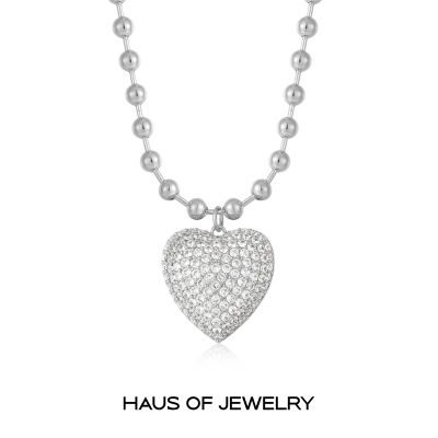 Haus of Jewelry - Luv AJ PUFFY HEART STATEMENT NECKLACE สร้อยคอหัวใจ ประดับเพชรคิวบิกเซอร์โคเนีย (Cubic Zirconia)