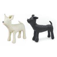 2 Pcs Leather Dog Mannequins Standing Position Dog Models Toys Pet Animal Shop Display Mannequin , Black M &amp; White L