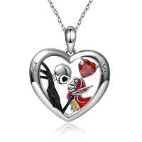 Fashion Women Skull Heart Necklace Pendant Delicate Heart Personalized Halloween Necklace Couple Engagement Anniversary