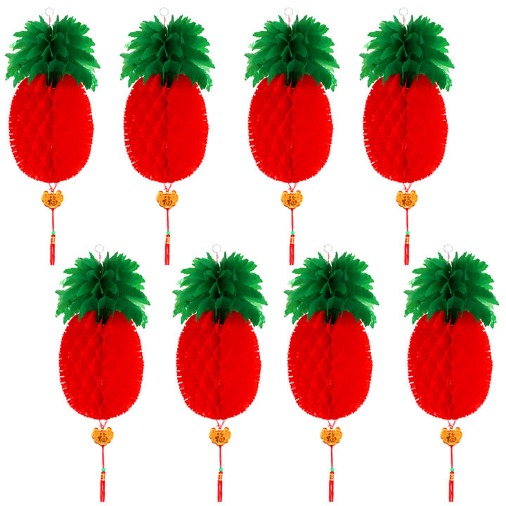 8ชิ้นสับปะรดสีแดงโคมไฟจีนตกแต่งสำหรับตรุษจีน-เทศกาลฤดูใบไม้ผลิ-โคมไฟเทศกาลอุปกรณ์เฉลิมฉลองหรือตกแต่ง
