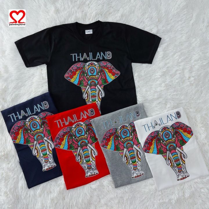 เสื้อยืดผู้ใหญ่-เสื้อยืดคอกลม-เสือสกรีนลายช้าง