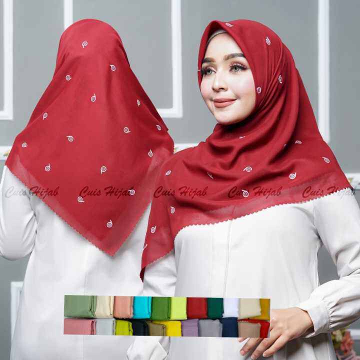 Hijab Kerudung Segiempat Voal Motif Aksara Lazada Indonesia