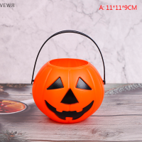 VEW8 Halloween christams PARTY props พลาสติกฟักทองถังลูกอมกล่องตกแต่งฮาโลวีน