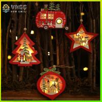 VHGG Wood Festival Home Christmas Decor Xmas LED Light Drop Ornaments Hanging Pendants