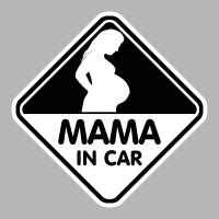 PND23 Mama in Car สติ๊กเกอร์ มีคนท้องในรถ Pregnant in car คนท้องขับรถ สติ๊กเกอร์ติดรถ สติกเกอร์ การ์ตูน ติดรถ กันน้ำ ไวนิล