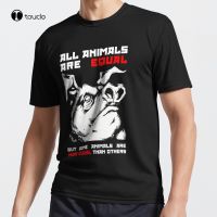 All Animals Are Equal (Dark) Animal Farm George Orwell Active T-Shirt Cotton Tee Shirt Custom Aldult Teen Unisex Cotton XS-4XL-5XL-6XL