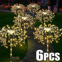 1-6Pcs LED Solar Firework Lights Outdoor Waterproof Lamps For Garden Lawn Decoration Fairy Light Yard Lawn Patio Landscape Lamp