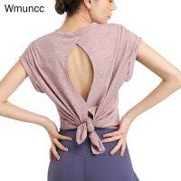 ~ Wmuncc เสื้อยืดกีฬา ทรงหลวม แบบแห้งเร็ว สําหรับผู้หญิง ใส่เล่นโยคะ วิ่ง ฟิตเนส ยิม