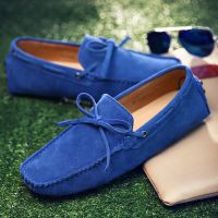 Loafers Men Handmade Leather Shoes Casual Driving Flats Slip-on Shoes Moccasins Boat Shoes Plus Size Lace-up lazy bean shoes