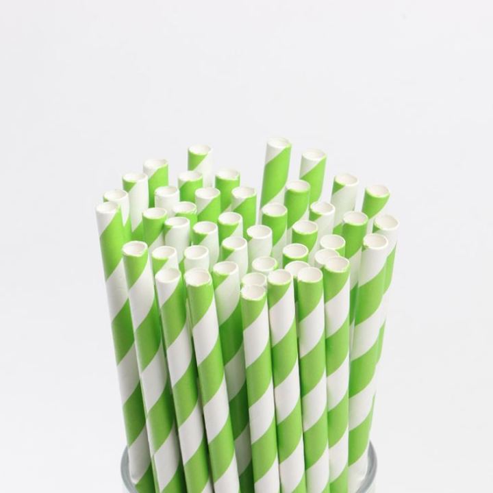 หลอดกระดาษ-หลอดดูดน้ำกระดาษ-ลายริ้วสีเขียวเข้มสลับขาว-6-197-มม-300-ชิ้น-พิเศษ-150-บาท-บรรจุกล่องกระดาษ-eco-friendly-100-ส่งฟรีประเทศไทย-paper-straws-striped-paper-straws-green-amp-white-color-unwrappe