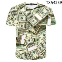 New Dollar T Shirt Men Women Children Money Printed T-shirt  Gothic 3D Print Funny Cool Boy Girl Kids Clothing Summer Tops Tees