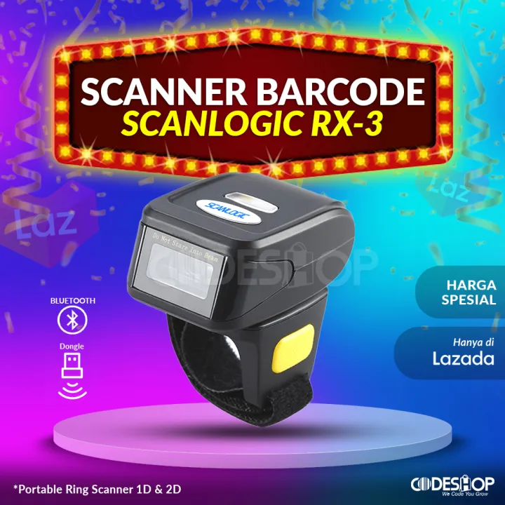 Scanner Barcode Ring Finger Scanlogic RX3 2D Bluetooth Lazada Indonesia