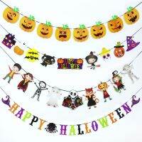 Happy Halloween Banner Pumpkin Doll Vampire Bunting Flag Halloween Home Garland Hanging Decorations Party Favors Kids Child Gift Banners Streamers Con