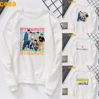 【คุณภาพสูง】Bts Dynamite เสื้อกันหนาว คอกลมแขนยาว สีขาว Bt 22