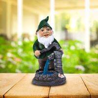 Garden Gnome Solar Lamp Figurines Resin Ornament Funny Dwarf Sculpture Decorative Cute Crafts Miniatures Statue Patio Ornament