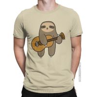 Guitar Sloth Music T-Shirts For Men Animals Humorous Cotton Tees O Neck Classic Short Sleeve T Shirts Adult Clothing