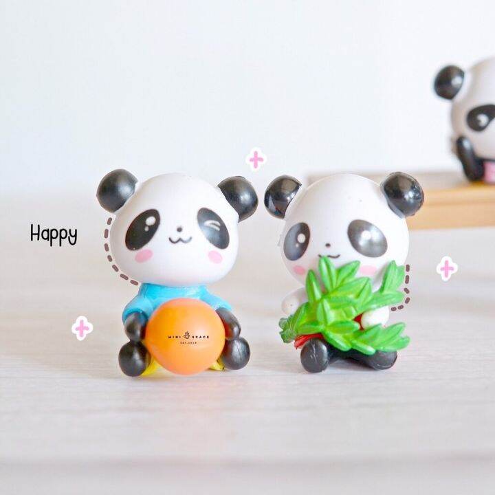 model-panda-หมีแพนด้าชุดลูกบอล-ตุุ๊กตาจิ๋วแต่งกระถาง-ตุ๊กตาตั้งโต๊ะทำงานน่ารัก