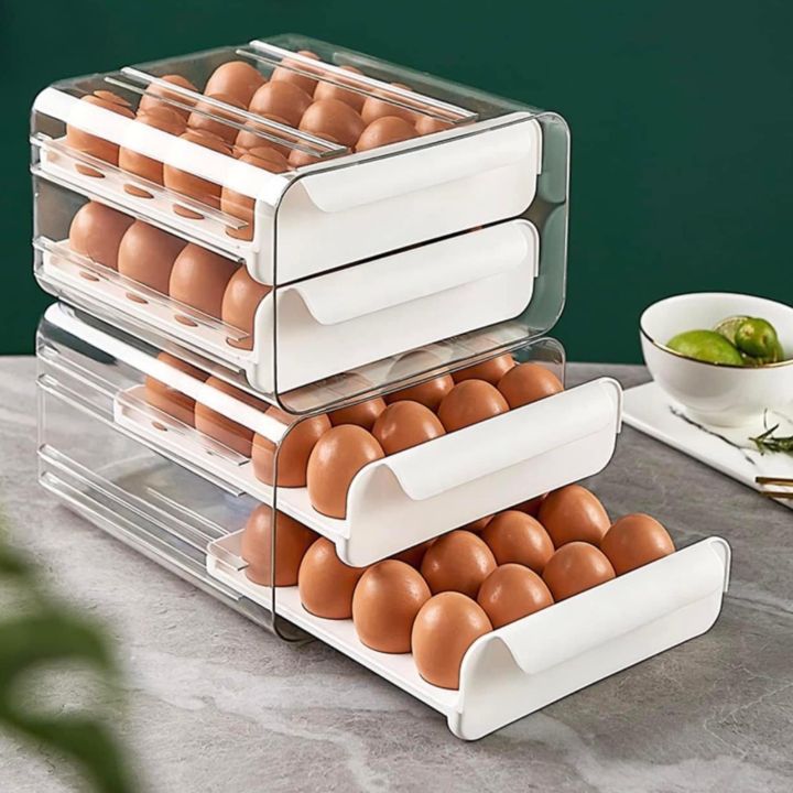 gion-ลิ้นชักเก็บไข่ไก่-ลิ้นชักเก็บของ-ที่เก็บไข่-กล่องเก็บไข่-ตู้เย็นเก็บไข่-ใช้ได้กับตู้เย็นทั่วๆไป-1ชุดใส่ไข่ได้-32-ฟอง-ใน1ชุด-มี-2-ชั้น