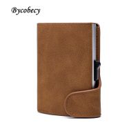 【CW】✚☫  Bycobecy 2023 Leather Metal Wallet Business Credit Card Holder Cases Money Purse