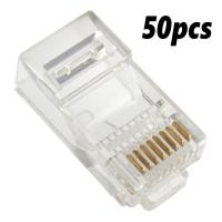 [HOT HAIXWLXKWW 589] 50ชิ้น RJ45สายอีเธอร์เน็ตโมดูลเสียบเชื่อมต่อเครือข่าย RJ 45คริสตัลหัว Cat5ใส Cat5e ทองชุบเคเบิ้ลสำนักงาน