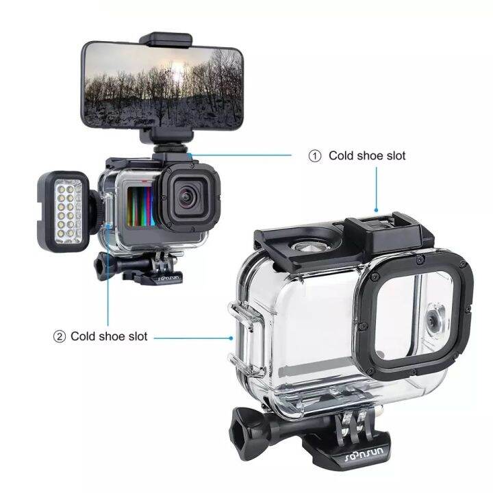 เคสกันน้ำ-gopro-11-10-9-8-ฟิลเตอร์-4-สี-สำหรับดำน้ำ-gopro-hero10-9-8-black-protective-housing-with-double-cold-shoe-4-filters-for-diving-lens