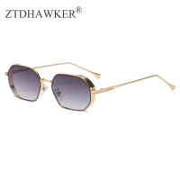 2022 New Fashion Metal Small Frame Polygonal Sunglasses Ladies Wild Personality Street Shooting Temperament Glasses UV400