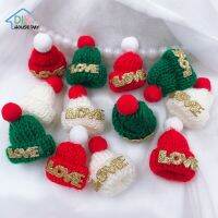 40Pcs Cute Pompom Mini Hats Ornaments for Christmas Trees Home Decoration Headwear Garment Doll Toys Crochet Hair Accessories