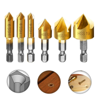 6 ชิ้น HEX S hank สว่าน 90 องศา Countersink Chamfering ไม้เหล็กขูดเครื่องมือไฟฟ้าอุปกรณ์เสริม