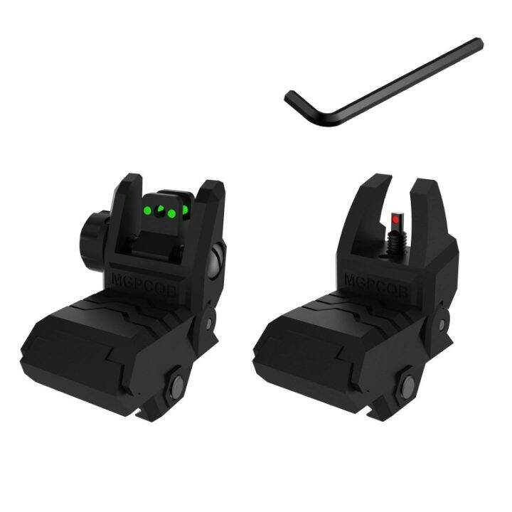 Nylon Fiber Optic Sights Foldable Flip Up Front Back Sights Fit Picatinny Weaver 20mm Rails