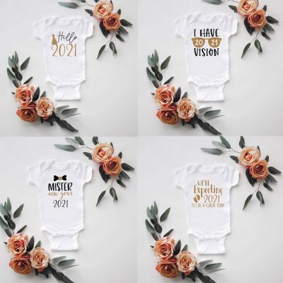 2021 Newborn Baby Boy Girl Short Sleeve Bodysuits Baby 2021 Coming Jumpsuits Toddler New Year Gifts Pregnancy Anouncement