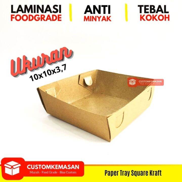 Paper Tray 10x10 / Lunch Box / Tray Square / Tray Burger / Tray Kentang ...