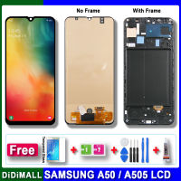 100% ทดสอบต้นฉบับจอ Lcd สำหรับ Samsung Galaxy A50 A505 A505F A505F/DS จอแสดงผลแอลซีดีดิจิทัลหน้าจอสัมผัสพร้อมกรอบ